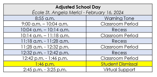 Adjusted Day Feb 16th